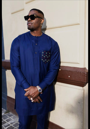 Navy Blue Legacy Set | Mens African Traditional Wear TRADITIONAL TRIMS CLOTHING Navy Blue Legacy Set | Mens African Traditional Wear TRADITIONAL TRIMS CLOTHING